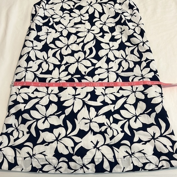 J Crew Bow Neck Halter Cotton Mini Floral Tropical Shift Dress Navy White Size 0 - Picture 11 of 17